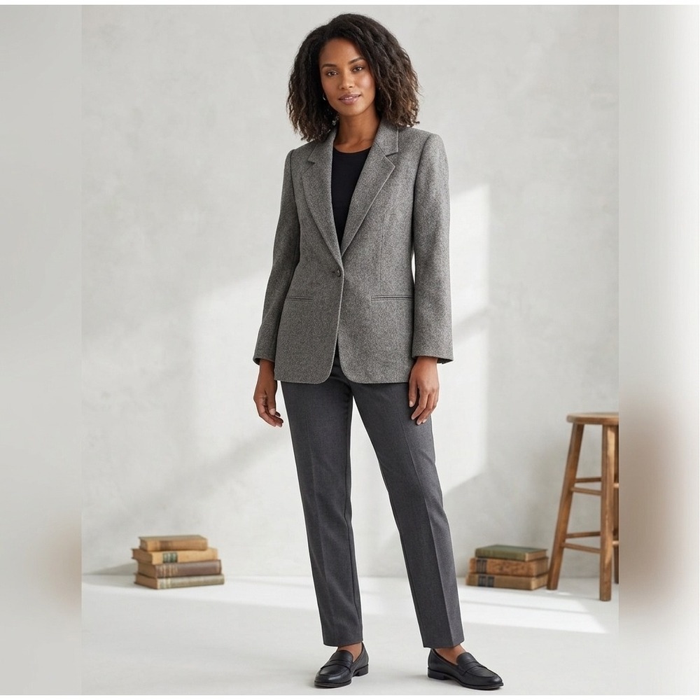 Vintage lined 100% wool Sag Harbor gray blazer size 14
